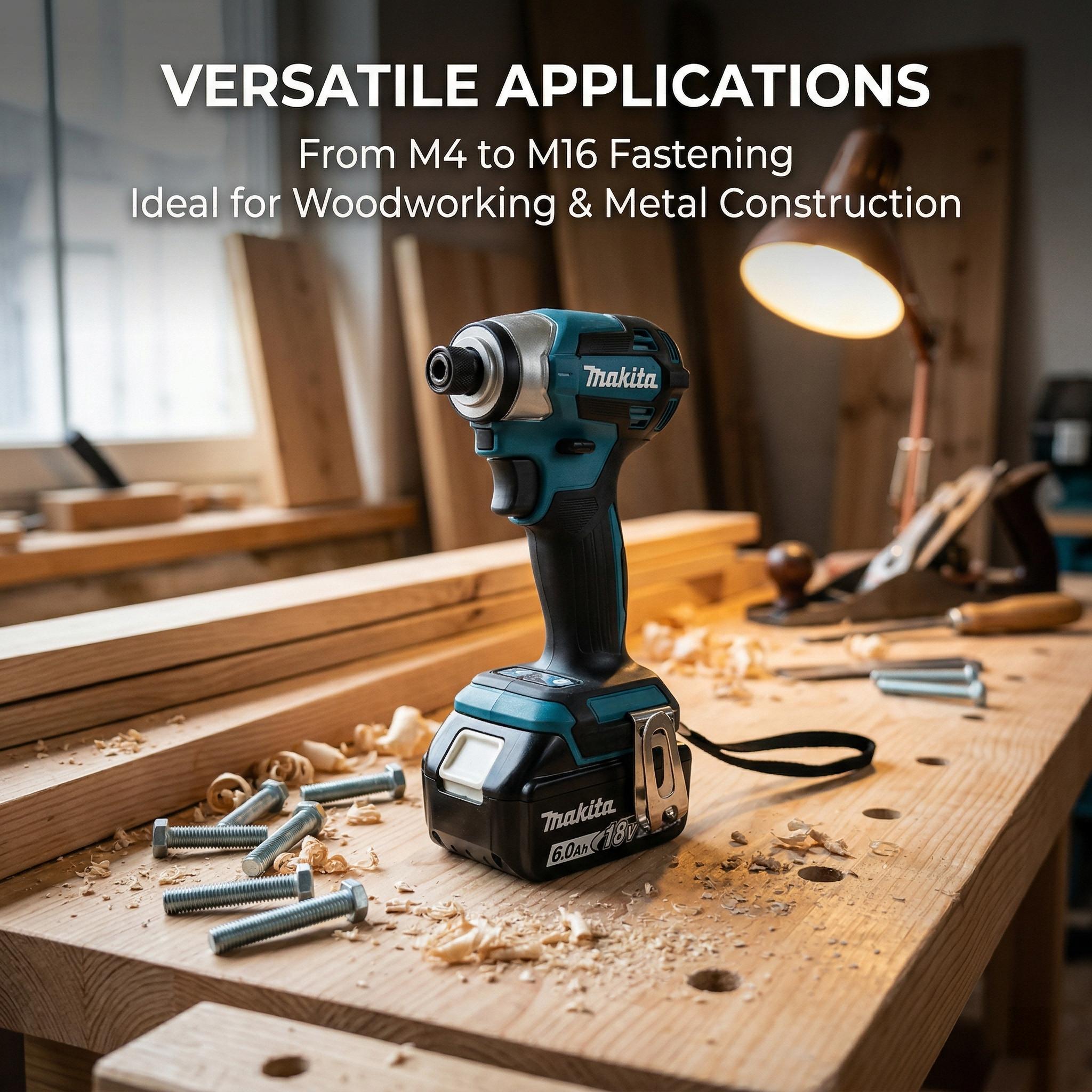 Makita DTD173 18V Brushless Impact Driver, 180Nm Torque, 0-3800IPM for Precision Fastening tool kit set