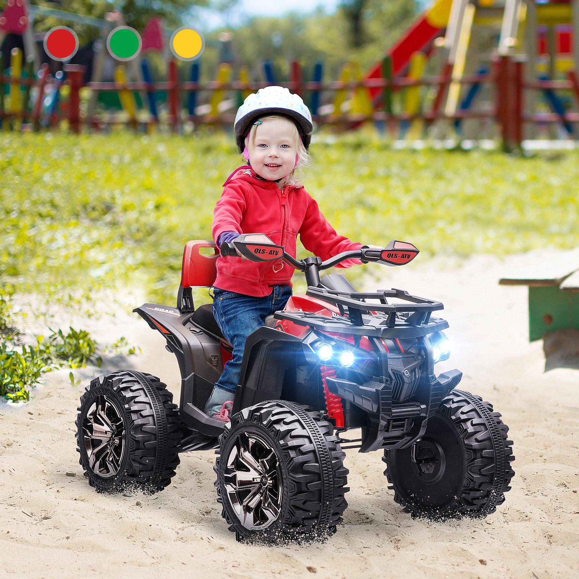 #Summervibes Aosom 6V/12V Kids 4 Wheeler, Ride on ATV for Kids with Music, Realistic Headlights & Wide Wheels, 1.8-5 mph Speed Range, Toddler Quad for Boys and Girls
