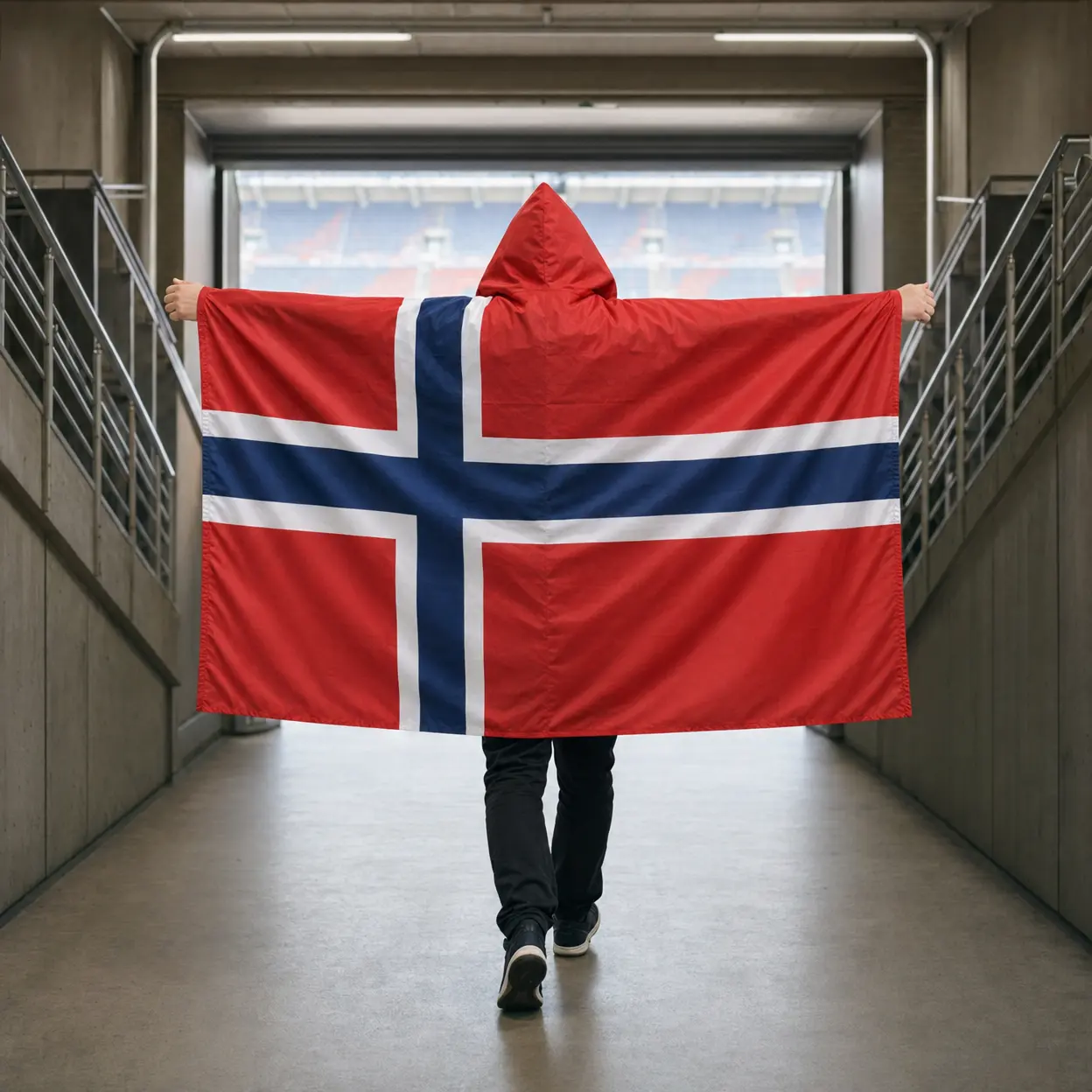 Norway Soccer Fan Flag Cape With Hood | Stadium Wearable Flag | One Size