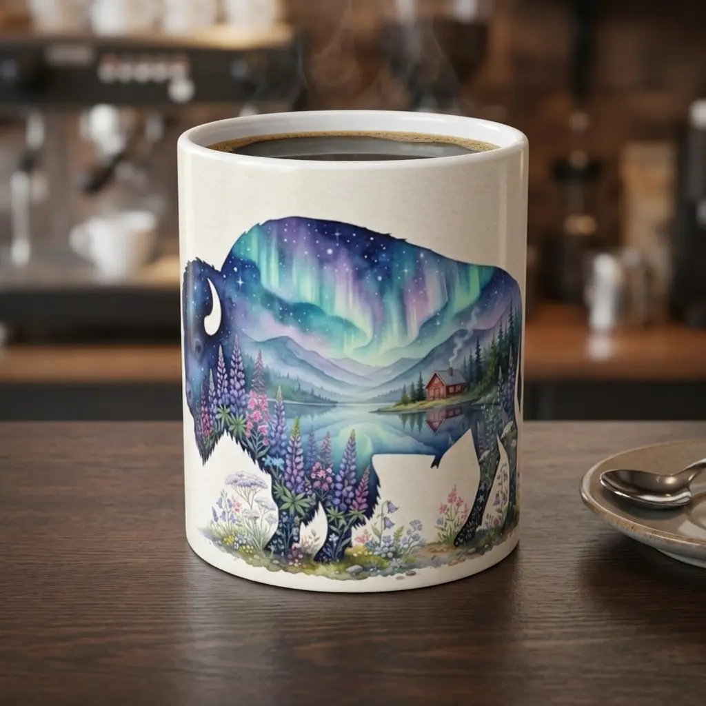 716 Buffalo Winter Scene Mug | Ceramic Coffee Cup