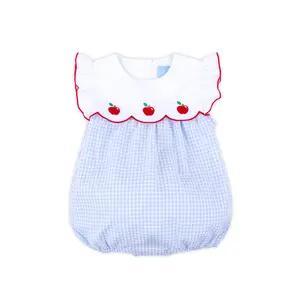 Apple Scalloped Light Blue Gingham Amelia Bubble