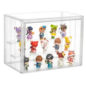 Acrylic Display Case for Collectibles 3 Layer Adjustable Figure Display Case with Magnetic Door Clear Stackable Display Box for Figures Showcase 1Pack