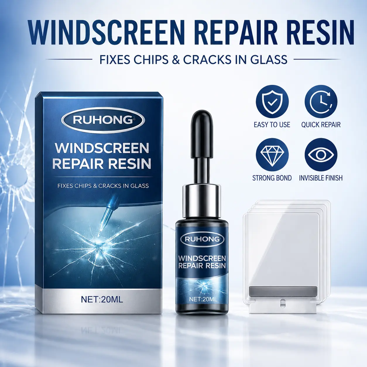 Car Windshield Crack Repair Kit Nano Glass Chip Crack Repair Fluid Quick Effect Restore Clear View for Windows Mirrors Glasses All Crack Types