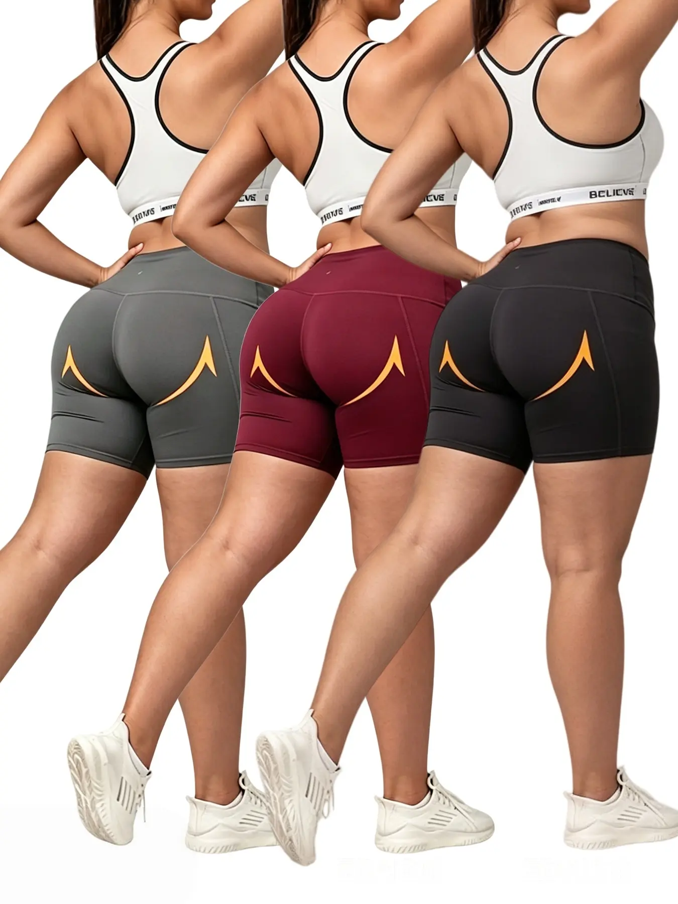 Women's 3pcs High-Waisted 3-In Quick-Dry Spandex Sports Shorts - Lightweight, Breathable, Stretchy Tight Fitness Bottoms for Yoga, Outdoor Hiking, Daily Cycling