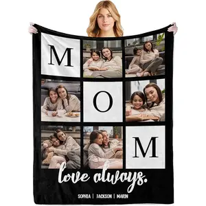 Mothers Day Birthday Gifts for Mom, Personalized Blanket with Photos to My Mom Gift from Daughter Son, Custom Mom Blanket with Pictures Text, Birthday for Mom Grandma Women
