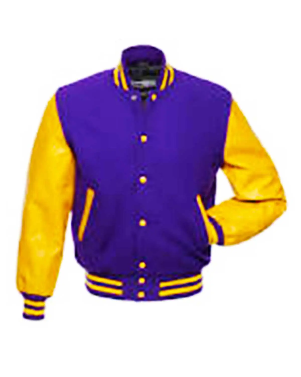MotorCycleJackets Classic Varsity Purple and Yellow Jacket