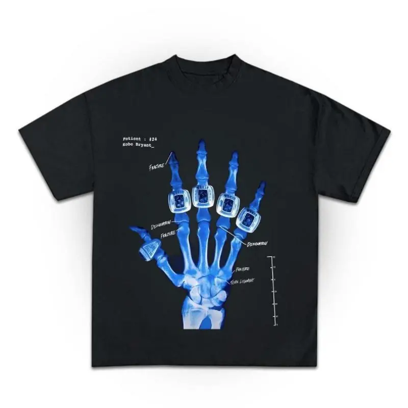 Streetwear Graphic T-Shirt with "Broken Not Beaten" X-Ray Print, Unisex Short-Sleeve Round Neck Cotton Top, Soft Breathable Fabric, Tshirt, Prints