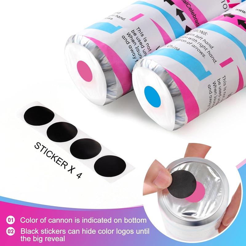 Gender Reveal Confetti Cannon, Set of 4 Mixed (2 Blue 2 Pink) Gender Reveal Confetti Cannon Popper, for Gender Reveal Decorations and  Gender Reveal Party Supplies, Pink&blue