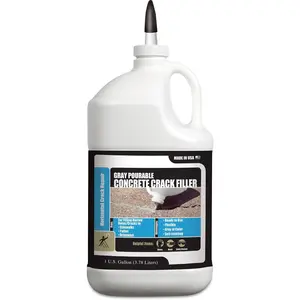 Gray Pourable Concrete Crack Filler - Light Gray, Liquid Cement Crack Sealer for Driveways, Slabs, Sidewalks, Floors, Garages, & ,  (Gallon, 1)