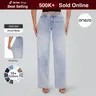 Magic ONESO Mid-low Rise Baggy Jeans Stretchy Wide Leg for Women Distressed Pants Womenswear Bottom 8001 Lady Basic Minimalist Comfortable Denim Tummy Control Curve Hugging Plus Size Regular Size BBL Fall Fashion Daily Outfits