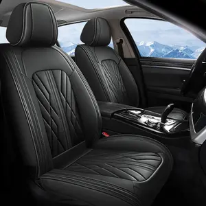 Car Seat Covers 5-Full Seats, Black Car Seat Cover, Waterproof Car Seat Covers, Car Seat Cushion, Front Car Seat Covers Leatherette Car Seat Protector Universal Fit Most Cars Car Accessories Vehicle