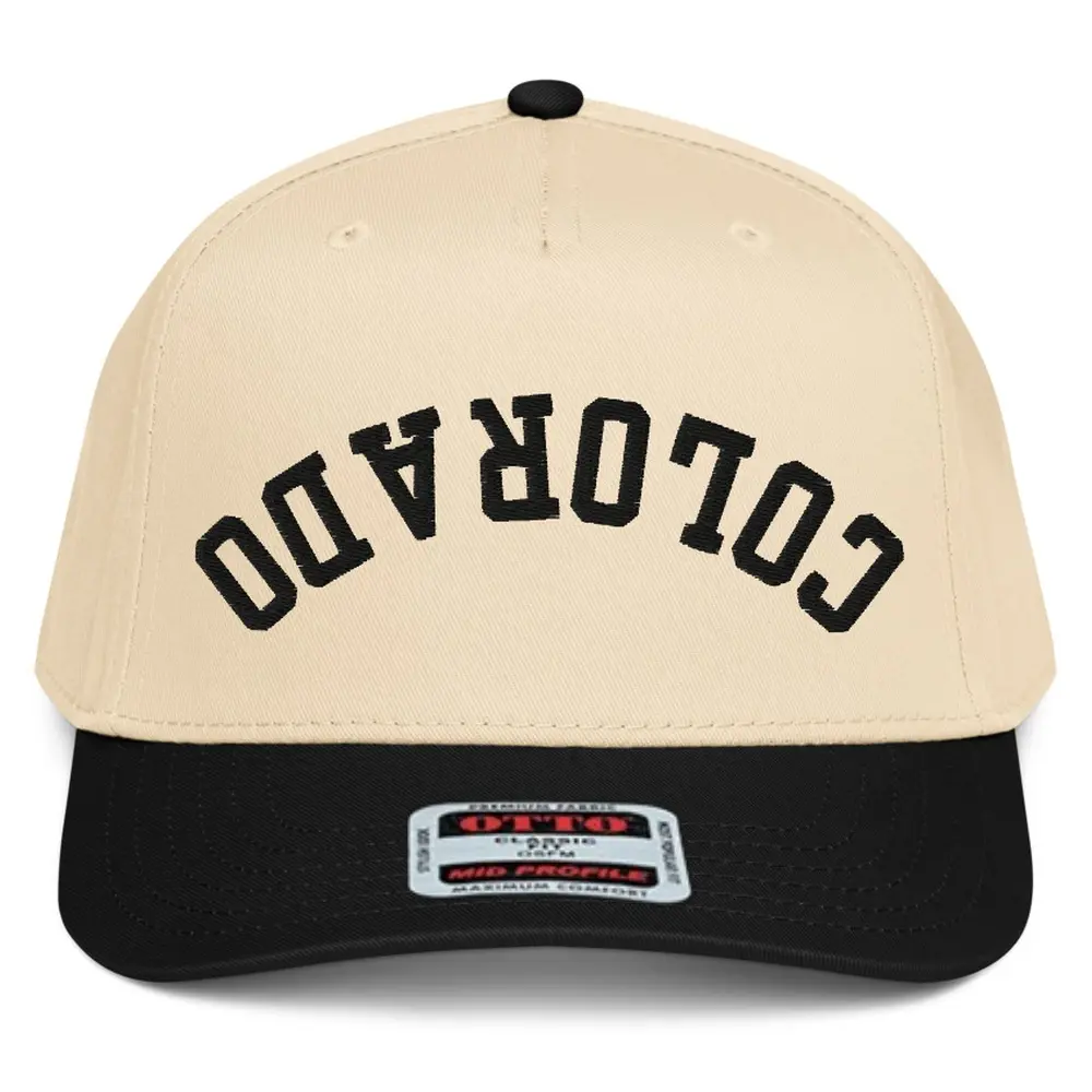 RIVEMUG NX1 Upside Down Colorado Embroidered 2 Tone Hat Mid Crown Curved Bill Snapback Cap for Men and Women