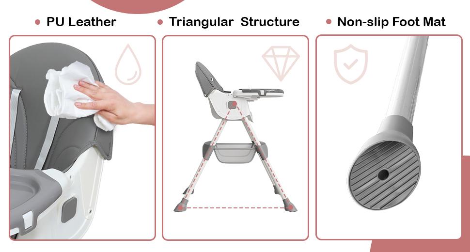 Baby High Chair 6 in 1 Convertible High Chair with 5-Point Safety Harness, Adjustable Dining Tray, Easy to Clean Surface, Robust Design Baby High Chair 6 in 1 Convertible High Chair with 5-Point Safety Harness, Adjustable Dining Tray, Easy to Clean Surface, Robust Design