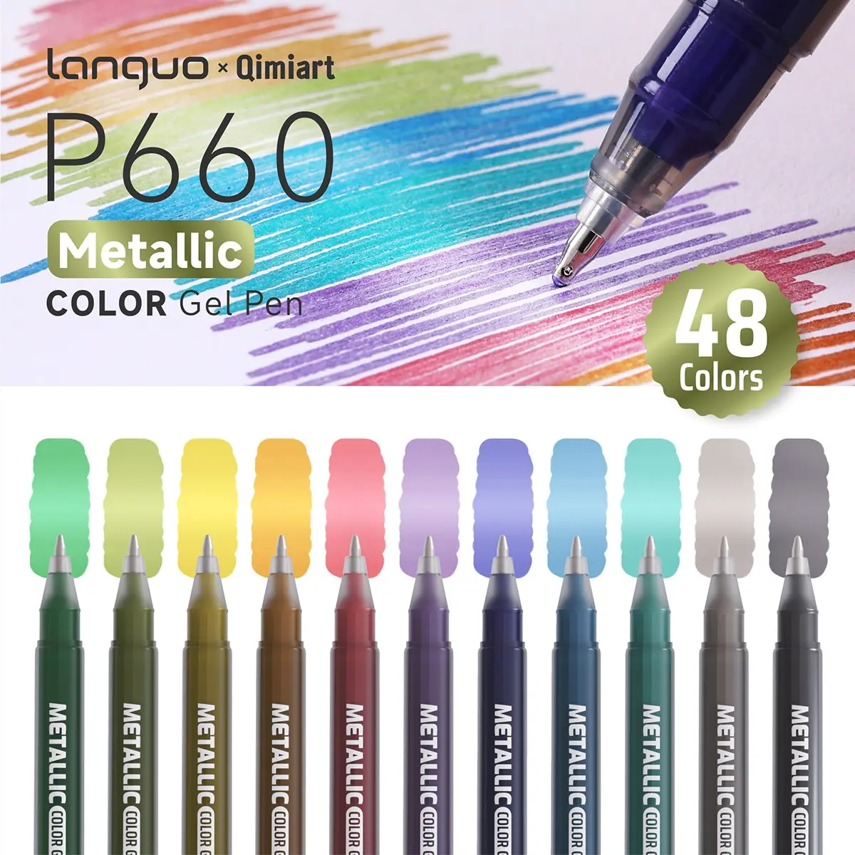 Languo 3D Acrylic Gel Pen Set Art Pens with 48 Metallic Colors, 1.0mm Fine Tip for Drawing and Sketching, Ideal for Students and Art Beginners, DIY Painting Supplies, Arts and Crafts Supplies, Art Supplies, Art Materials, Artist Supplies