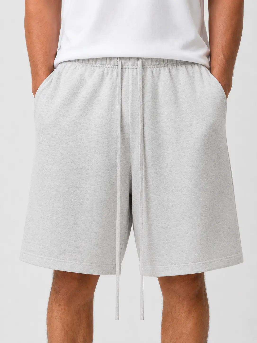 Men's Grey Oversized Sweat Shorts - Mens Clothing, Streetwear Clothing, Casual Drawstring, Loose Fit, Summer Lounge Shorts, Must-Have Aesthetic Vibe Bottoms, Clothes, Plain