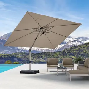 PURPLE LEAF Deluxe Aluminum Outdoor Patio Umbrella  Rectangluar Cantilever Umbrellas