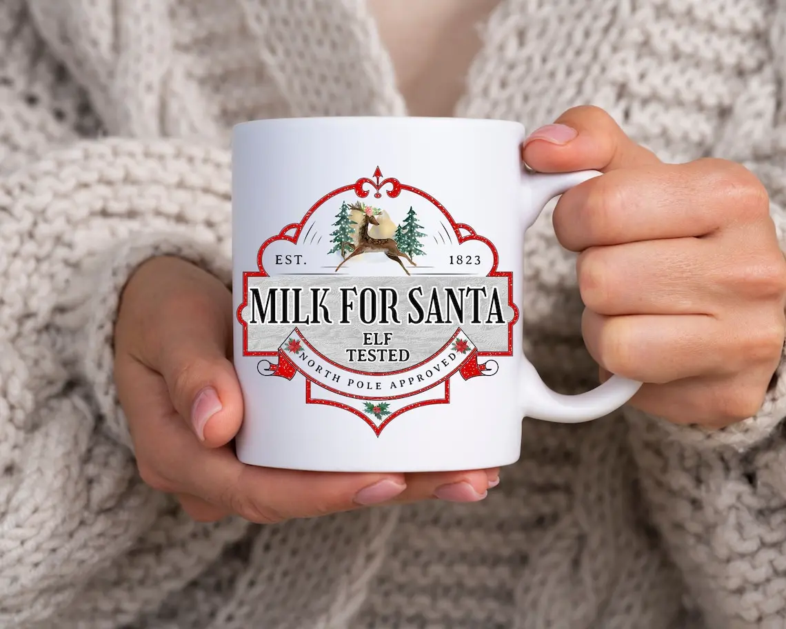 Milk for Santa mug, Christmas coffee mug, Holiday mug, Christmas eve mugs, Christmas lover gifts, Christmas cookie mug, Winter Xmas cup