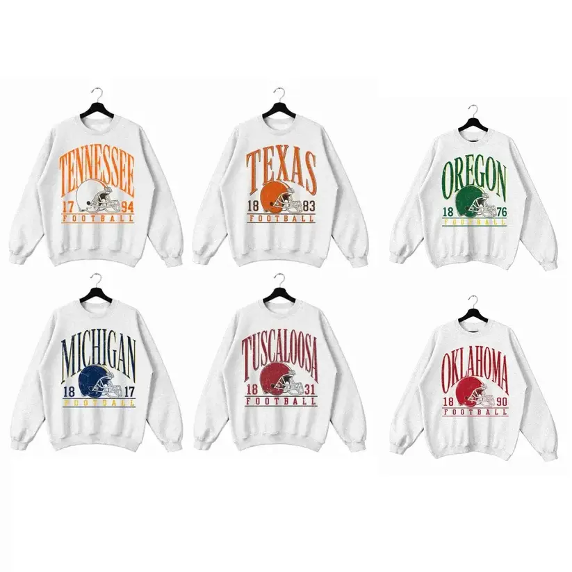 Vintage All 27 Team Football Sweatshirt – Nostalgic Hometown Crewneck in Sport Grey Color
