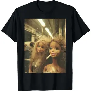 Funny Disgusting Doll face Meme Smoking Y2K Sarcastic Gift  T-Shirt summer clothes