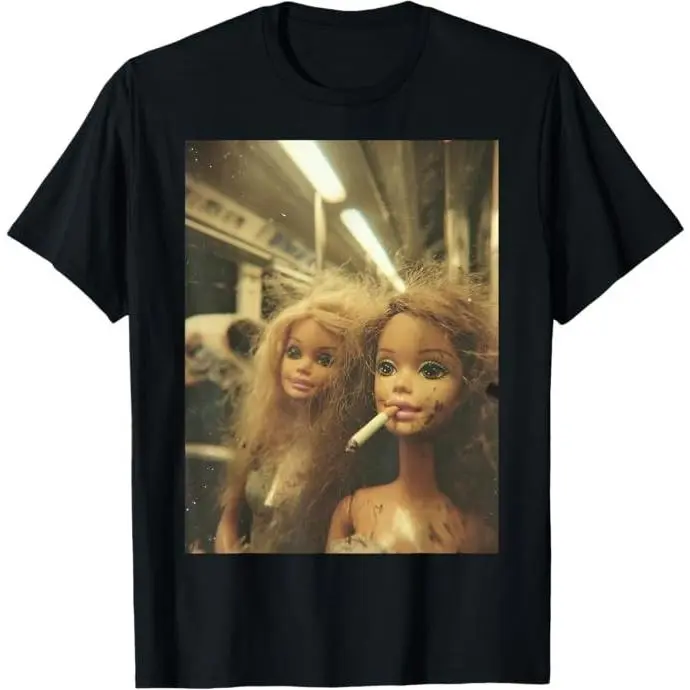 Funny Disgusting Doll face Meme Smoking Y2K Sarcastic Gift  T-Shirt summer clothes