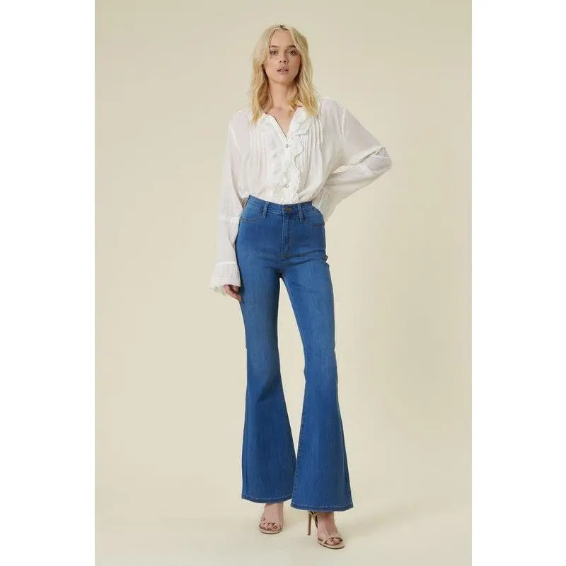 Curvy High Waist Sweetheart Back Flare Jeans Pants