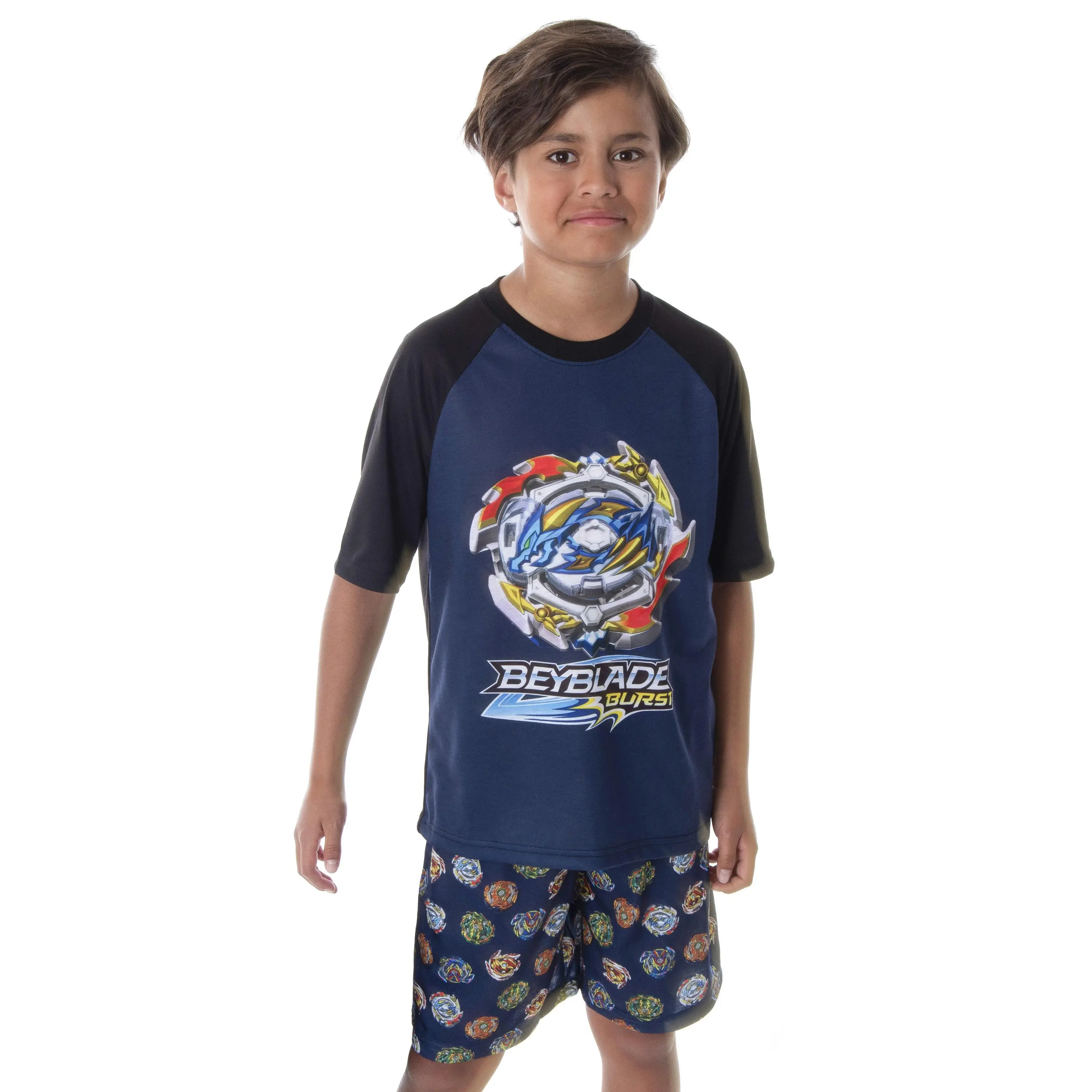 Beyblade Burst Boys' Spinner Tops 2 Piece Shorts And T-Shirt Sleepwear Kids Pajama Set