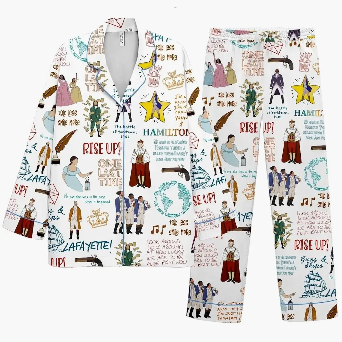 Hamilton Pajamas Set, American Musical Pajamas Set, Broadway Musical Pajamas Set, Rise Up Pajamas, Hamilton Musical , Alexander Hamilton 88