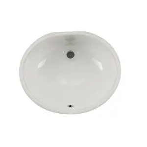 212 MAIN RTU1916-6W Undermount Single Bowl Bathroom Sink, Oval Shape, Size 19", White, Offset Drain