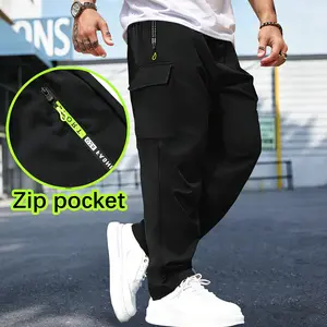 Men’s Summer Cargo Jogger Pants with Multiple Pockets, Drawstring Elastic Waist, Zippered Pockets, Loose Fit, Breathable, Durable — Suitable for Streetwear, Outdoor Activities, and Everyday Casual Wear