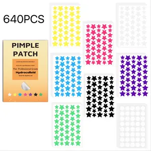 640pcs Star pimple patch, 7 Colors, Different Sizes, Acne Patches, Blemish Cover, Makeup Essential, Fashionable Design