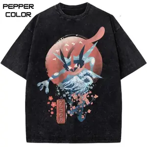 Greninja Vintage Graphic T-Shirt, PKM Shirt, Anime Vintage T-Shirt, Anime Merch, Stylish Crew Neck Short Sleeve T-Shirt Unisex, Streetwear for Men,for Women,Gift Anime fans