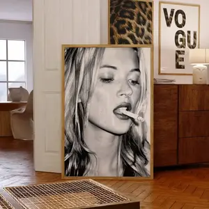 Kate Moss Black And White Poster, Black and White Wall Art, Old Hollywood Print, Fashion Poster, Aesthetic Wall Art, Retro Trendy Poster