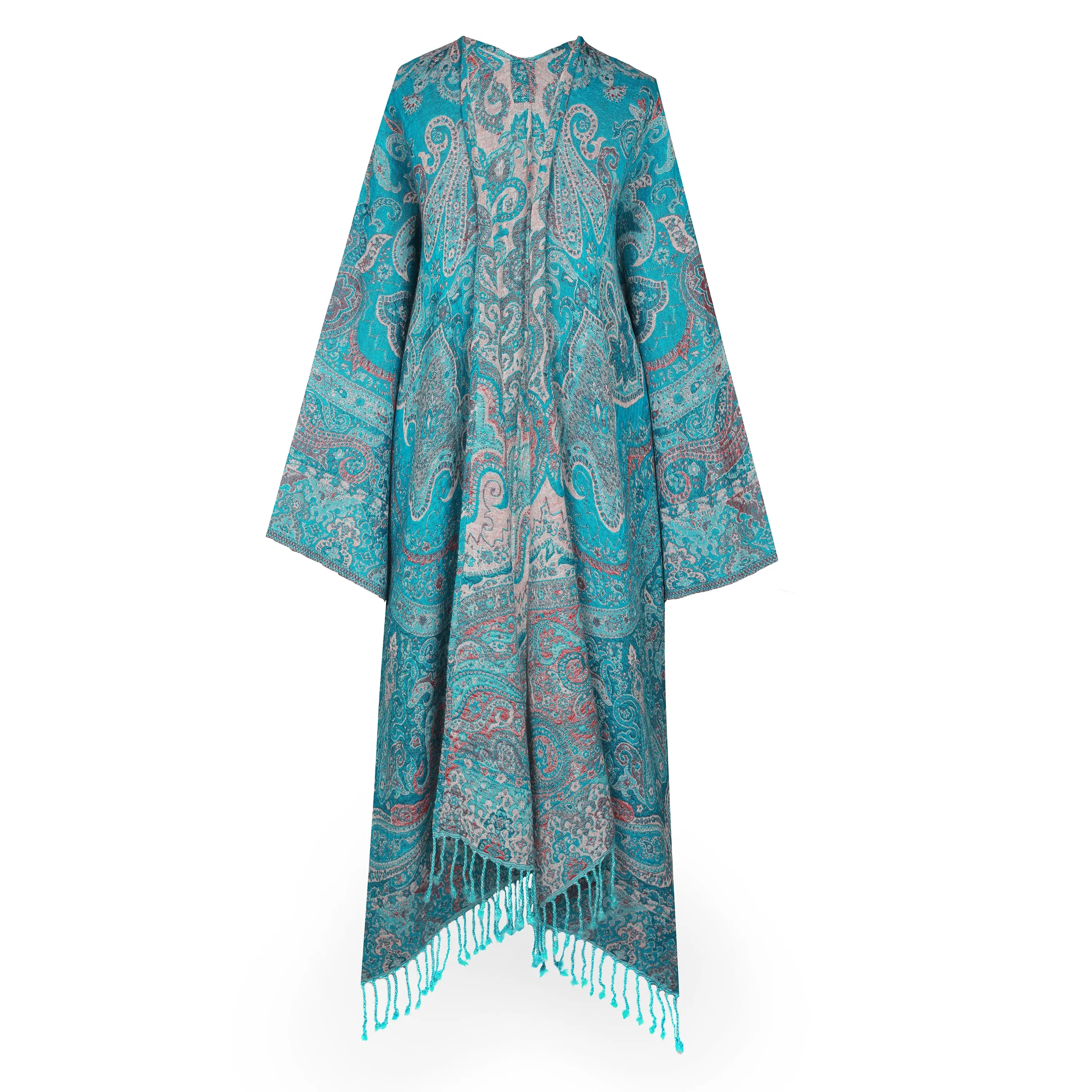 Tempting Turquoise Paisley Kimono Coat
