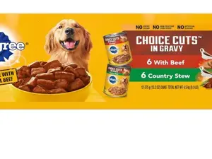 PEDIGREE CHOICE CUTS IN GRAVY Adult Canned Soft Wet Dog Food Variety Pack, with Beef and Country Stew, 13.2 oz. Cans (Pack of 12)