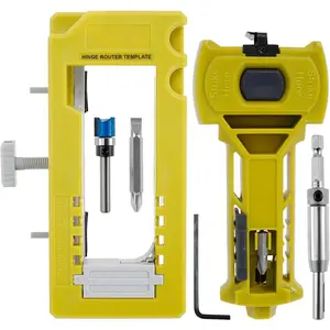 Door Hinge Jig & Door Lock Installation Kit, Door Hinge Mortiser, Router Template Fits for Door Hinges from 3" to 5" Length and Types of Sqaure, 1/4", 5/8" Radius, Door Hole Drilling Kit