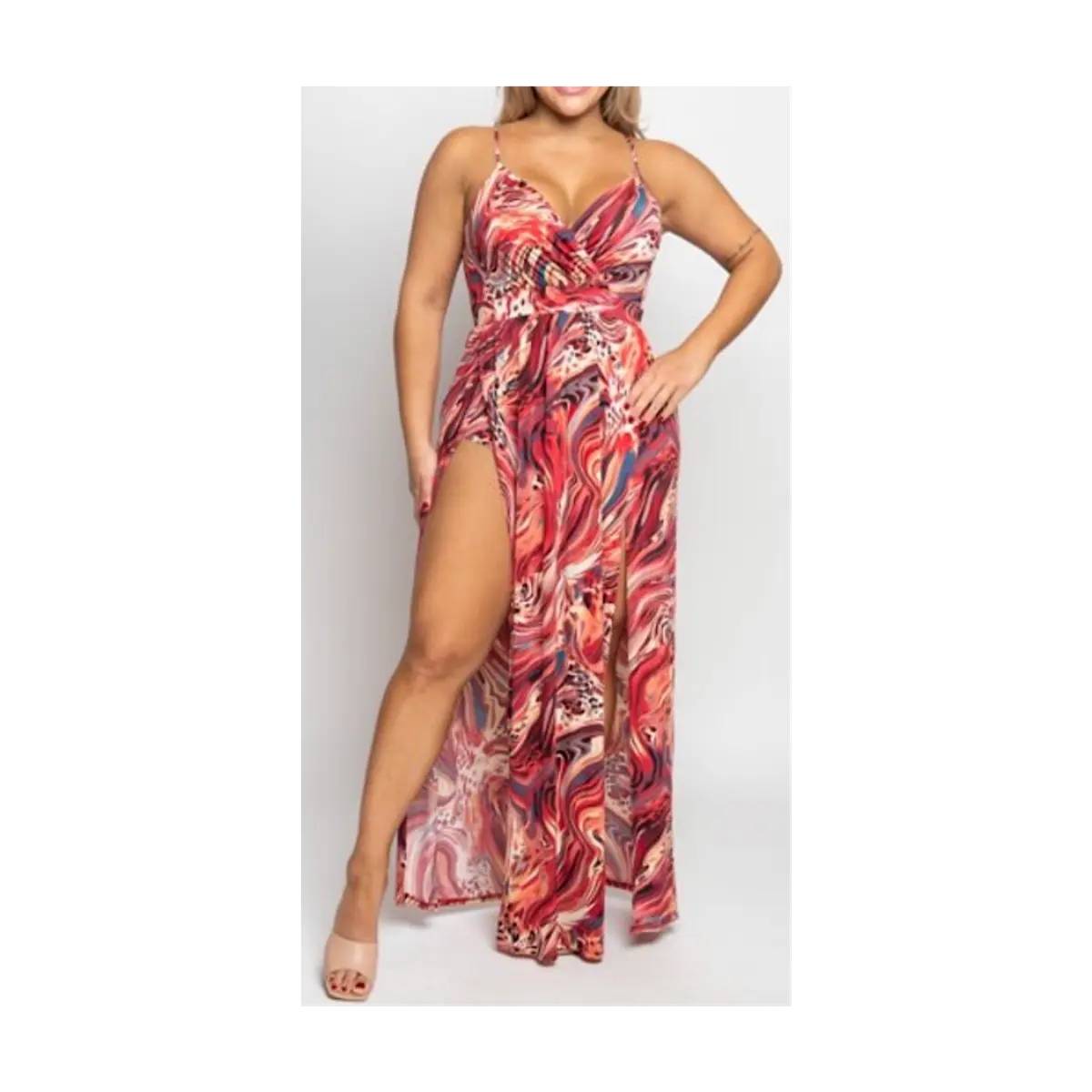 high double slit maxi dress Plus Size Sultry Double Slit Dress - Plus Size Dresses main image 1