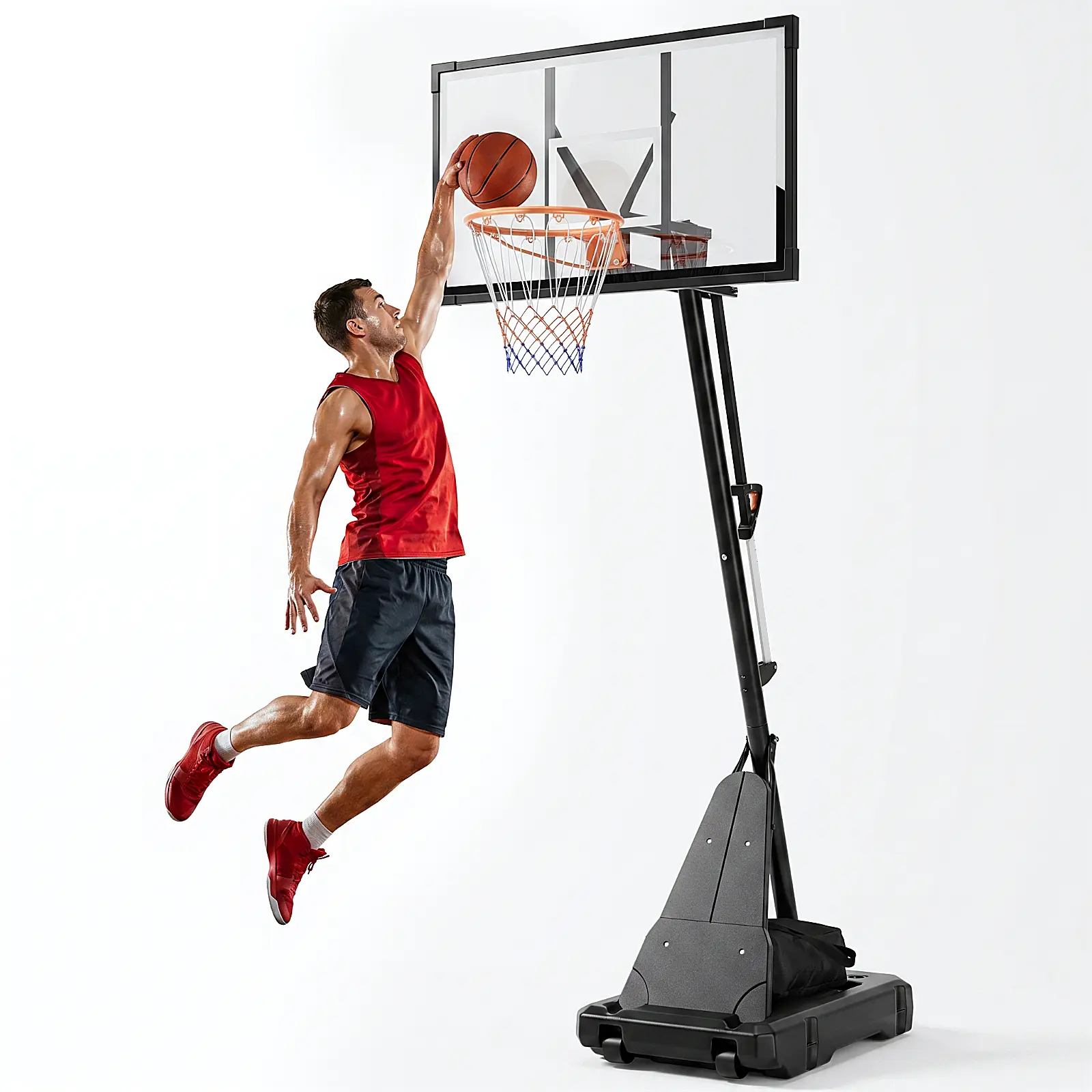 DAYAGO 44" Portable Basketball Hoop System - Adjustable Height (5.25-10ft), Easy-Roll Portability, Shock Rim, All-Weather Ready for Youth, Children, Indoor/Outdoor Backyard Play