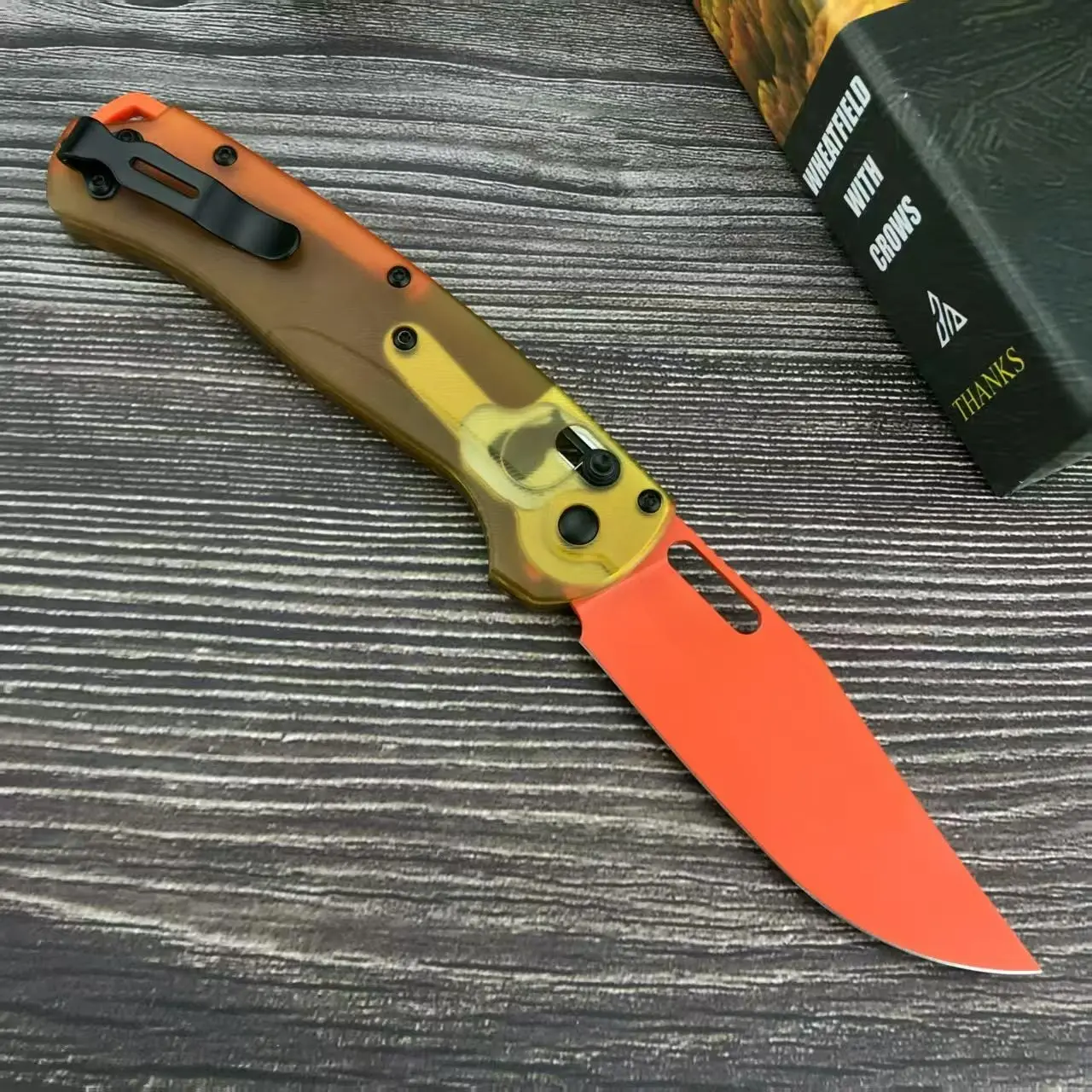 Hunt AXIS Folding Knife - 3.5" CPM-MagnaCut Orange Clip Point Folding Blade, Transparent PEI Handles, Stainless Steel, Minimalist Compact EDC Tool Pocket Knife for Camping Kitchen Prep - 15535