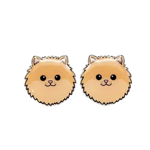 Pomeranian Golden Stud Earrings