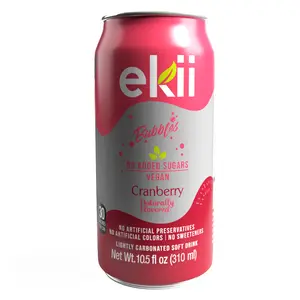 ( 12 Pack) Ekii Lightly Carbonated Cranberry Drink 10.5 fl oz Vegan No Added Sugars Naturally Flavored Soft Drink