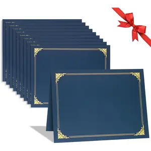 10 Packs Navy Blue Certificate Holders Diploma Folders with Gold Foil Border, Fits 8.5" x 11" Letter Size Certificates Diplomas Documents Award Covers