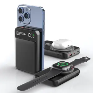 10000mAh Qi Wireless Power Bank with Digital Display - Fast Charging Portable Battery Pack for iPhone, Android Smartphones & Qi-Enabled Devices (37Wh, White) | CCAGU Multi-Device Charging Station