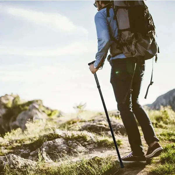 Black Male And Female Hikers Portable Mobility Aid Cane