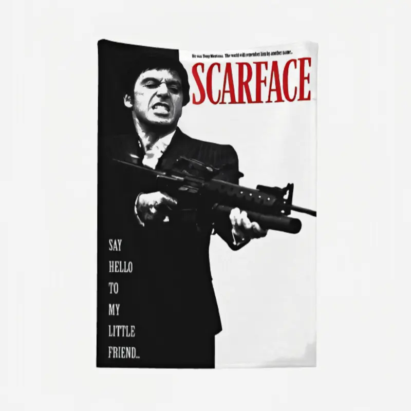 Scarface Tony Montana Classic Print Throw Blanket - Polyester Flannel, Ultra-Soft, Breathable, Durable, Wrinkle & Fade-Resistant, Multi-Size Retro Home Décor for Scarface Enthusiasts, Living Room Decor