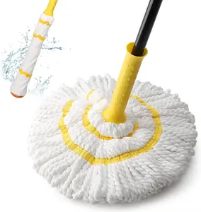 Self-Wringing Twist Mop, Long Handle – Microfiber Mop with Scouring Pad for Home, Hardwood, and Bathroom Cleaning