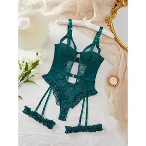 NEW(New)Christmas Sexy Embroidered Lingerie Set, High-Quality Comfortable Transparent Bra, Slim-Fit Adjustable Straps, All Seasons Wear, Lace Lingerie Set