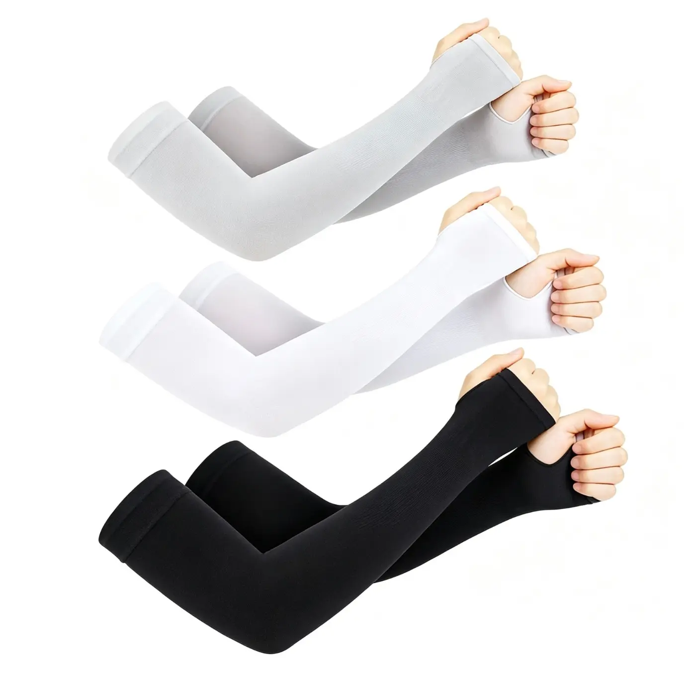 3 PCS Cooling Compression Arm Sleeves for Men Women,UPF50 UV Sun Protection Sleeves for Work Sport Tattoo Cover Up