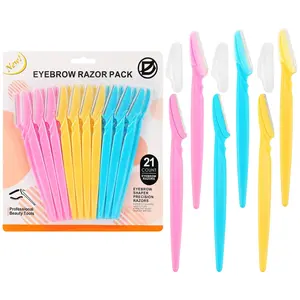 21 PCS Eyebrow Razor,Dermaplane Razor,Face Razors for Women,Dermaplaning Tool for Face,3 Colors Facial Hair Shavers with Precision Cover,Facial Hair Remover for Women,Eyebrow Hair Trimmers 21 Count (Pack of 1) 1.21pcs(red Yellow Blue)