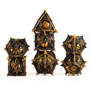 Surpass Dragon's Eye Metal Dice Set - 7-Piece Polyhedral Dice Set with Spiked Design Suitable for Dungeons & Dragons D&D Roleplaying Games
