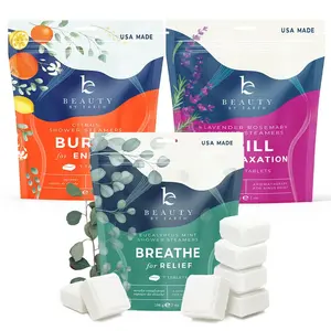 [BEAUTY BY EARTH] Shower Steamers (3-Pack) - Eucalyptus, Menthol, Lavender, Rosemary, Citrus Aroma Blend, Gift USA Made, Gifting Holiday